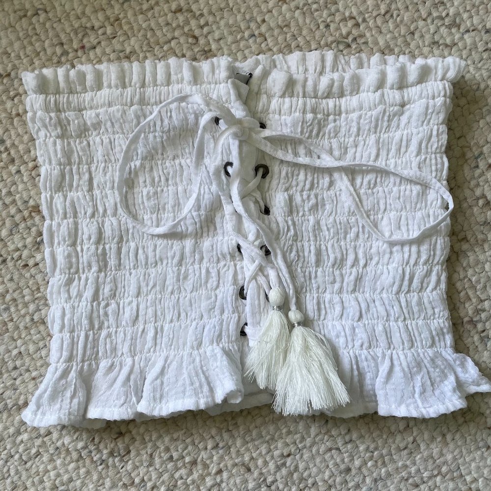 American Eagle Peplum Crop Tube Top